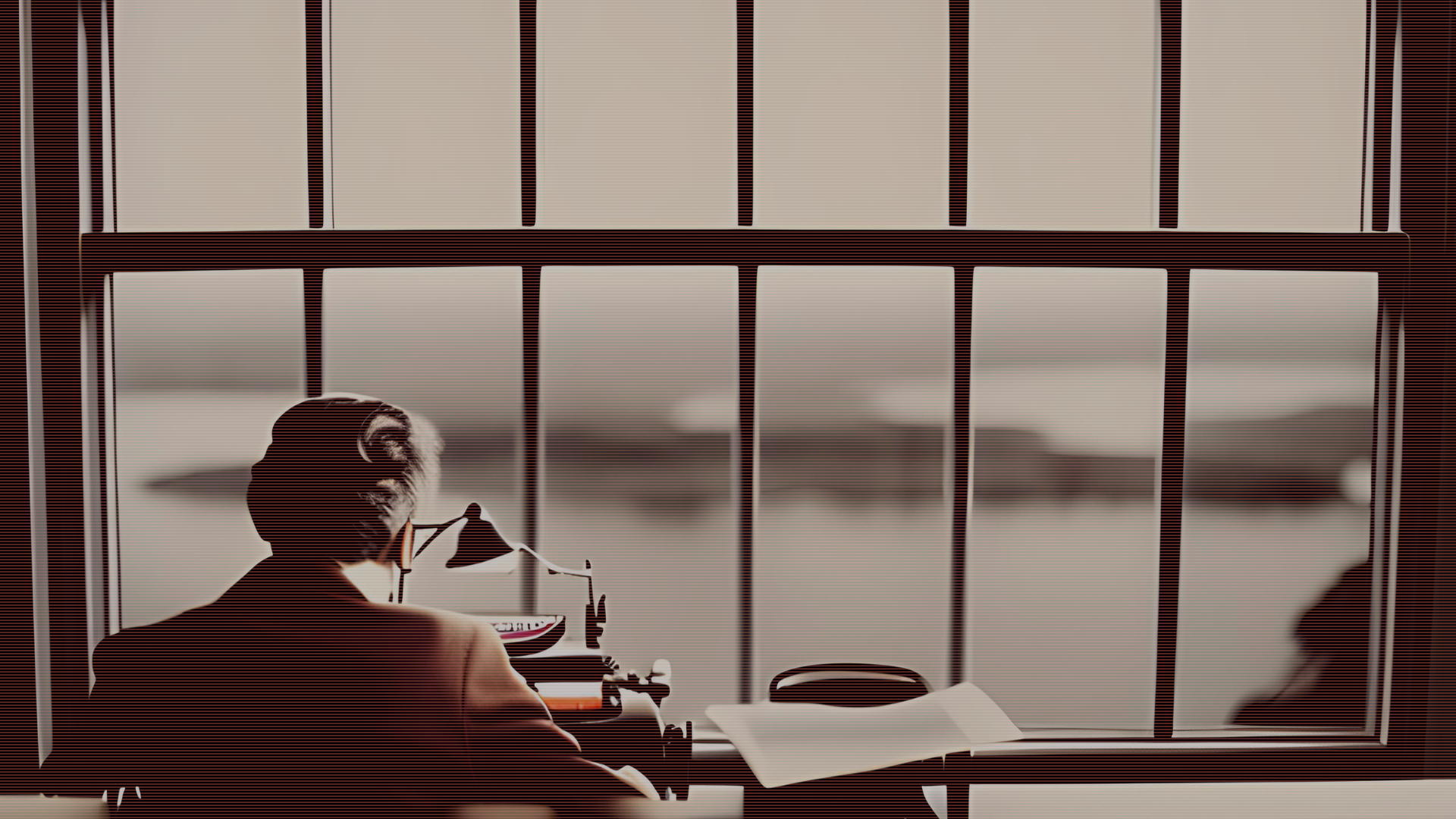 An author writing their newest novel using a vintage typewriter